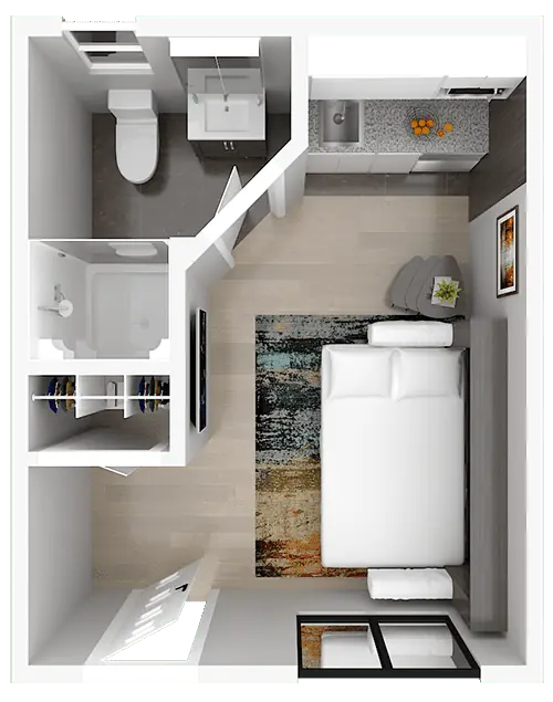 Studio Apartment for Rent - Floor Plan