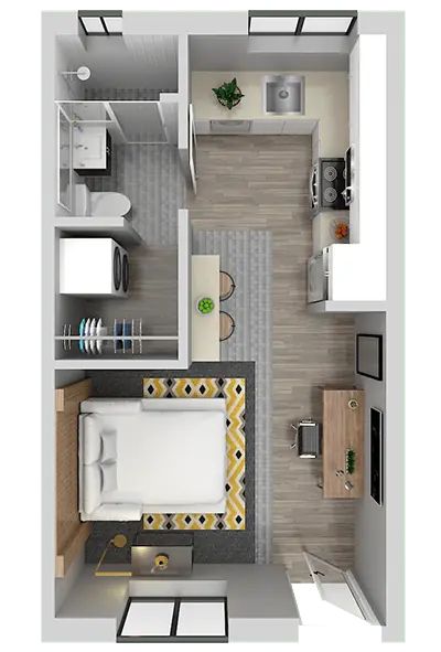 Luxury Studio Apartment for Rent - Floor Plan